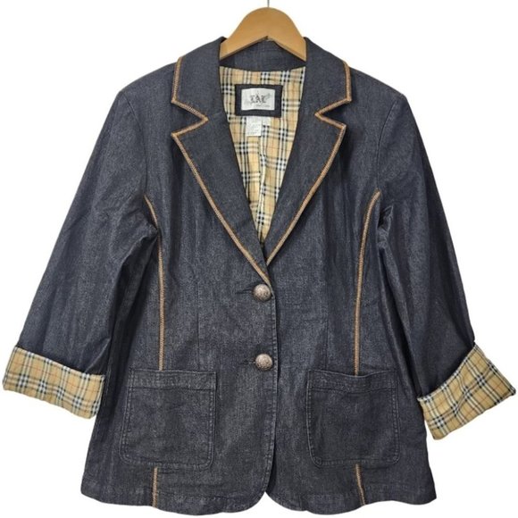 LaL Live a little Plaid Button Women's Blazer L - Picture 1 of 9